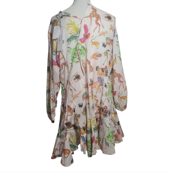 RHODE Multicolor ella safari Animal Print mini Dress minidress Med nwt leo lion - Picture 8 of 8